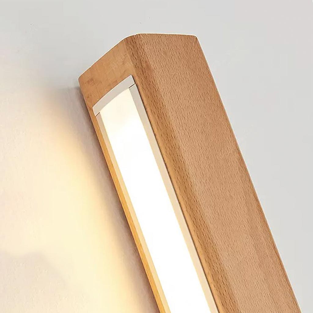 Linear Wood Sconce with Adjustable LED – Natural Beech Finish for Bedroom, Hallway & Contemporary Spaces – Switchable Light Modes – Slim 1.8 | Thomler
