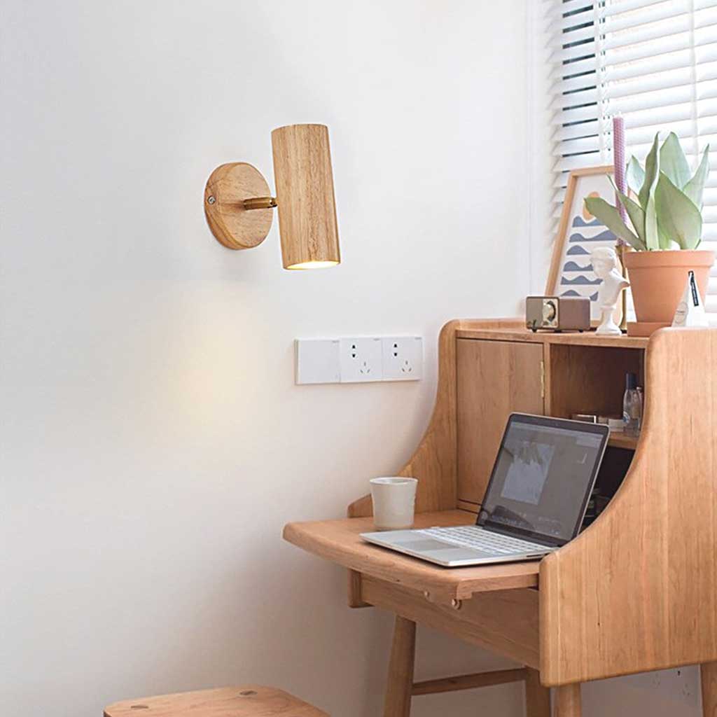 Rotating Track Spotlight with Wood Accent – Single or Multi-Head LED Fixture for Living Room, Bedroom & Home Office – Adjustable Directional | Thomler