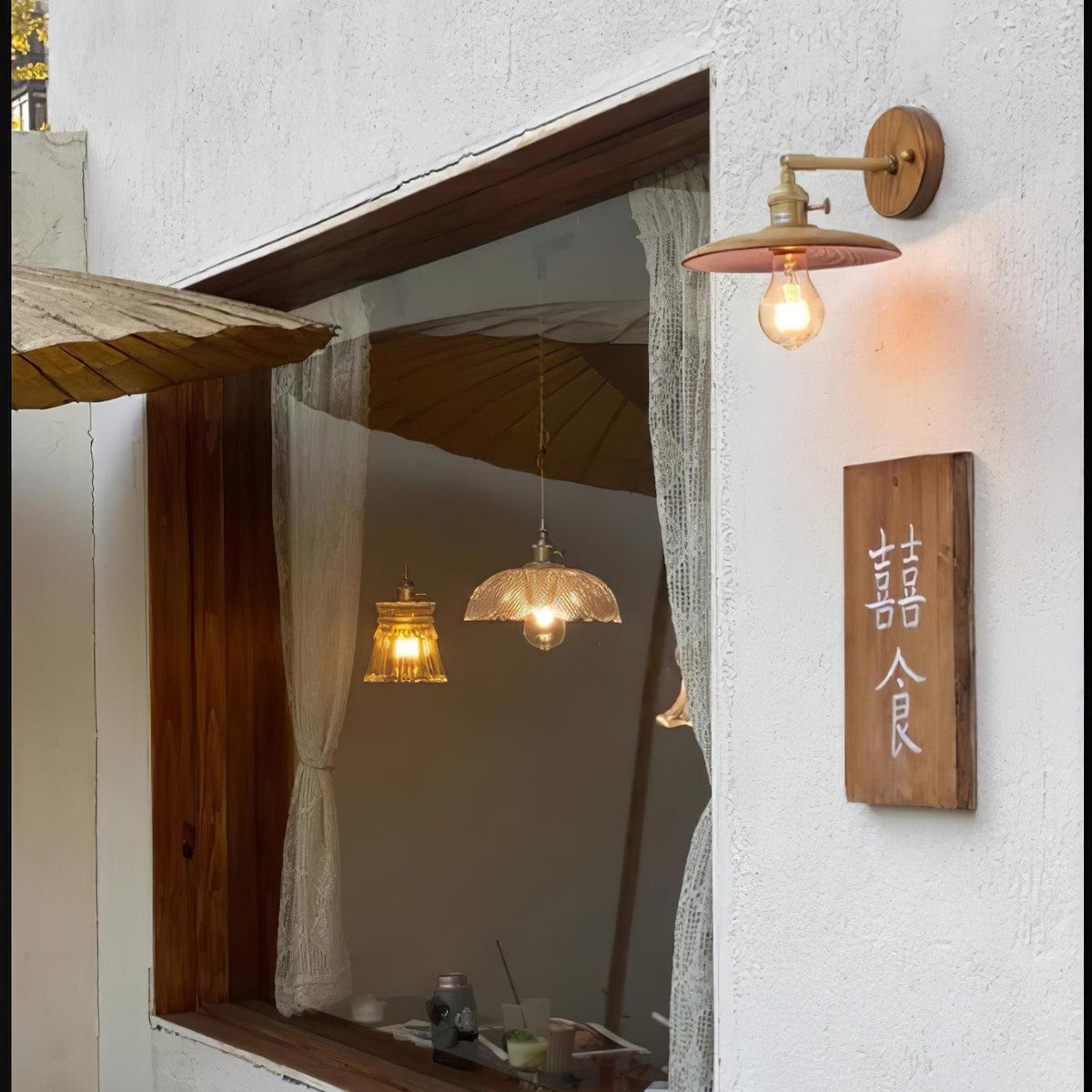Rounded Wood & Metal Wall Sconce E27 Socket 8 Inch Minimal Accent Light for Bedroom Entryway Foyer Hallway Modern Organic Fixture Indoor Har | Thomler