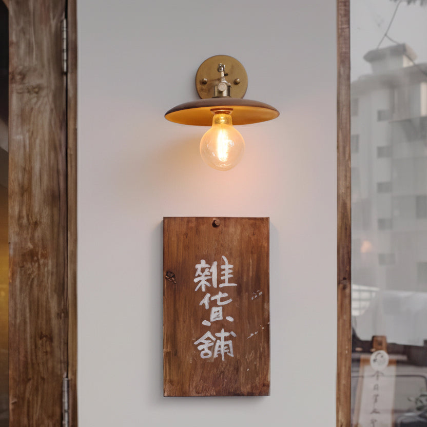 Rounded Wood & Metal Wall Sconce E27 Socket 8 Inch Minimal Accent Light for Bedroom Entryway Foyer Hallway Modern Organic Fixture Indoor Har | Thomler