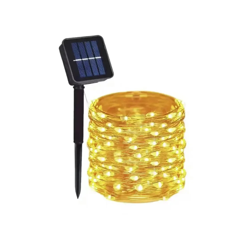 Solar-Lichterkette für außen, wasserdicht, 8 Modi, flexible Kupferdraht-LED-Lichterkette für Terrasse, Garten, Deck, Zaun, Party-Dekoration, ganzjährig verwendbar