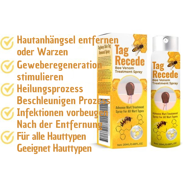 Spray voor het verwijderen van huidoneffenheden en wratten - Bijengifformule - Pijnvrije applicatie - Voor alle huidtypen - Behandeling voor gezicht, nek en lichaam