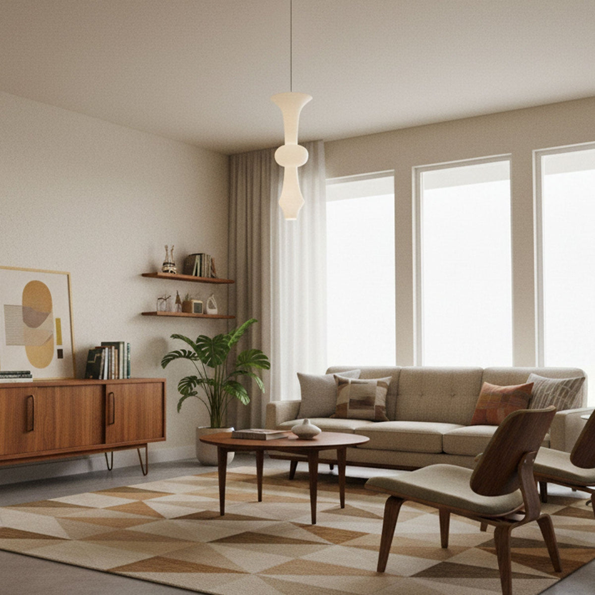Lámpara de techo artesanal de papel con pantalla cilíndrica blanca, luminaria colgante con casquillo E26/E27 para dormitorio, sala de estar y comedor, luz ambiental moderna | Thomler