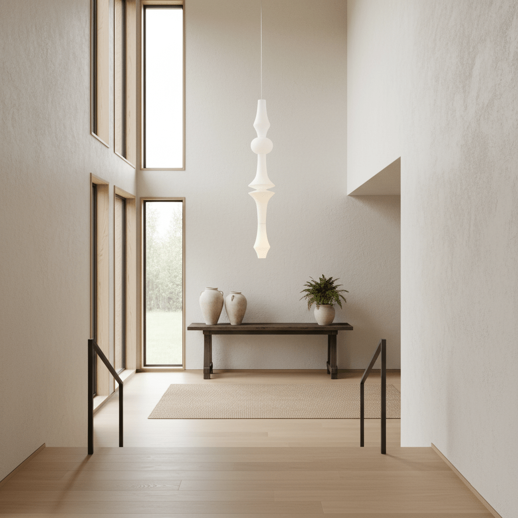 Lámpara de techo artesanal de papel con pantalla cilíndrica blanca, luminaria colgante con casquillo E26/E27 para dormitorio, sala de estar y comedor, luz ambiental moderna | Thomler