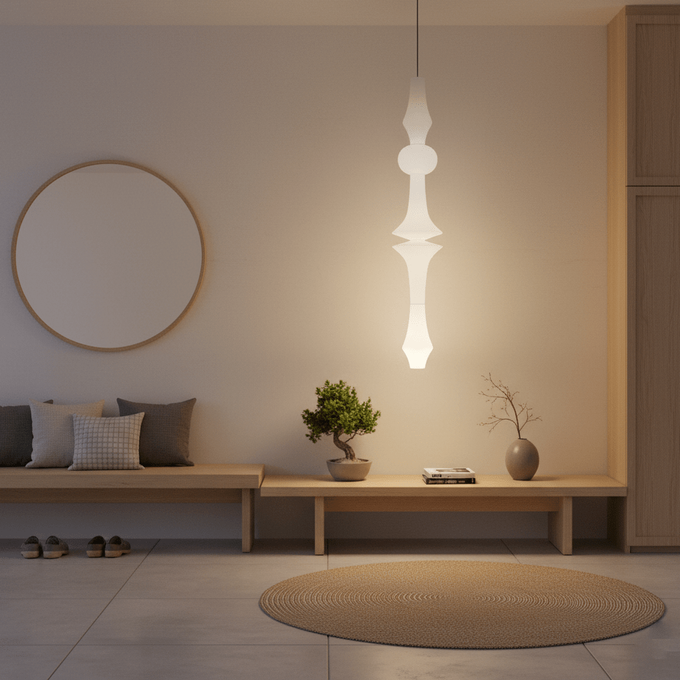 Lámpara de techo artesanal de papel con pantalla cilíndrica blanca, luminaria colgante con casquillo E26/E27 para dormitorio, sala de estar y comedor, luz ambiental moderna | Thomler