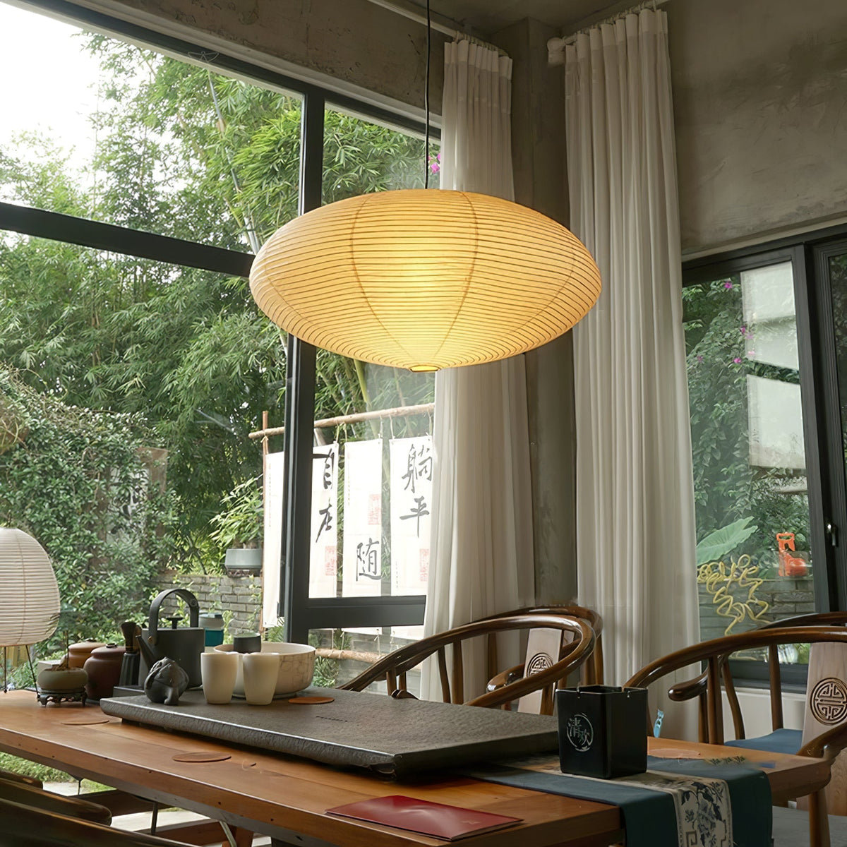 Handgemaakte papieren plafondlamp met verstelbaar snoer, witte hanglamp voor slaapkamer, woonkamer, keuken, eetkamer, moderne binnenlamp | Thomler
