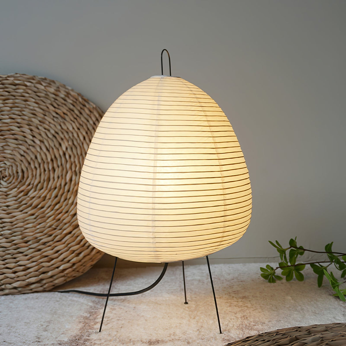 Lámpara de acento con pantalla de papel hecha a mano, 10 pulgadas de ancho, luz nocturna LED de brillo cálido para dormitorio, oficina, escritorio, rincón de lectura, estilo minimalista japonés