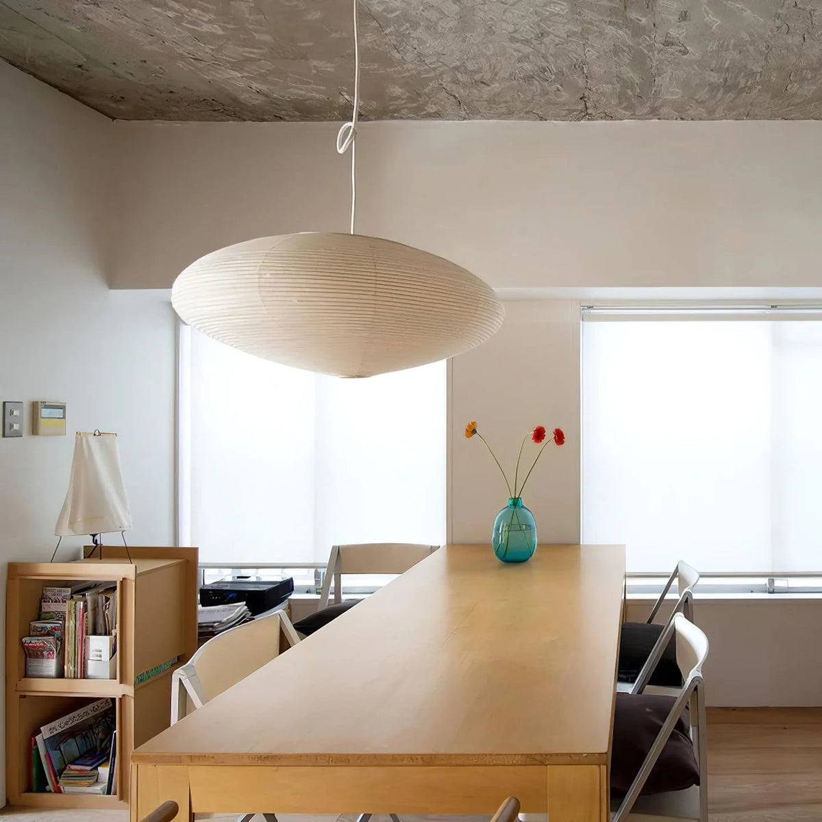 Handgemaakte papieren plafondlamp met verstelbaar snoer, witte hanglamp voor slaapkamer, woonkamer, keuken, eetkamer, moderne binnenlamp | Thomler