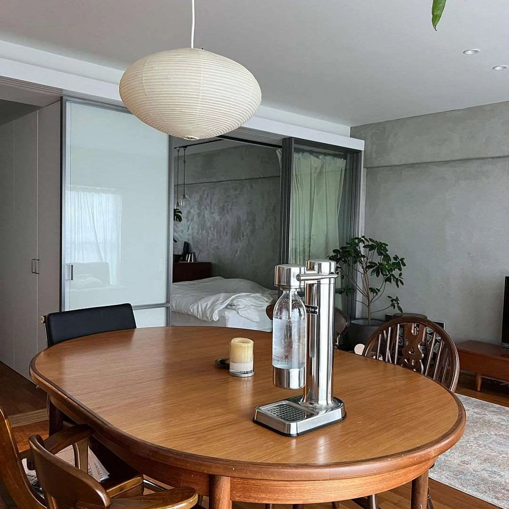 Handmade Rice Paper Sphere Pendant Lamp for Dining Room & Bedroom | Sculptural Ceiling Fixture with Adjustable Cord | E26 Edison Bulb Compat