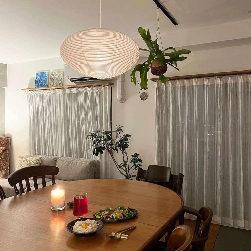 Handmade Rice Paper Sphere Pendant Lamp for Dining Room & Bedroom | Sculptural Ceiling Fixture with Adjustable Cord | E26 Edison Bulb Compat