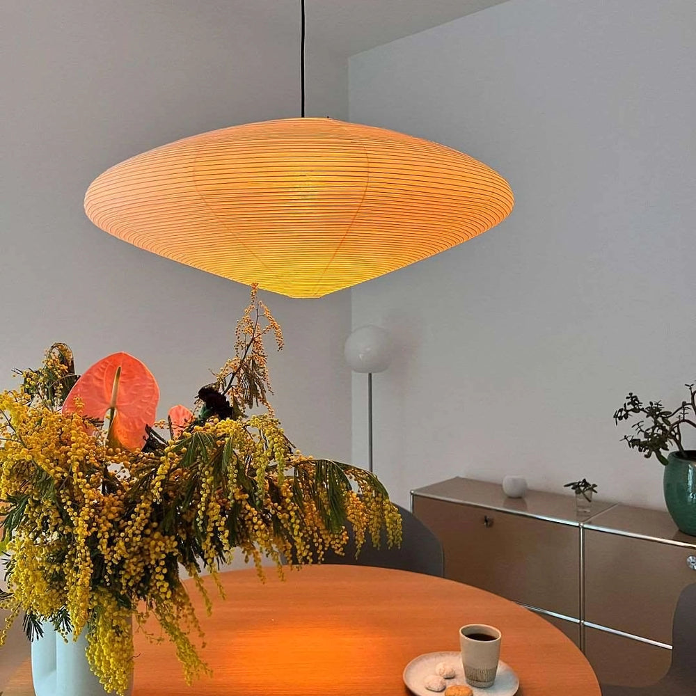 Handgemaakte papieren plafondlamp met verstelbaar snoer, witte hanglamp voor slaapkamer, woonkamer, keuken, eetkamer, moderne binnenlamp | Thomler