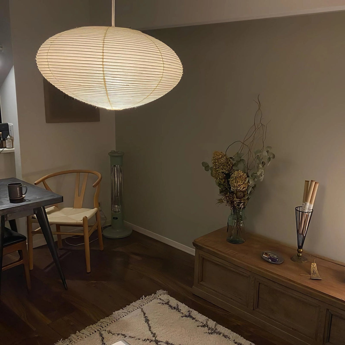 Handgemaakte papieren plafondlamp met verstelbaar snoer, witte hanglamp voor slaapkamer, woonkamer, keuken, eetkamer, moderne binnenlamp | Thomler
