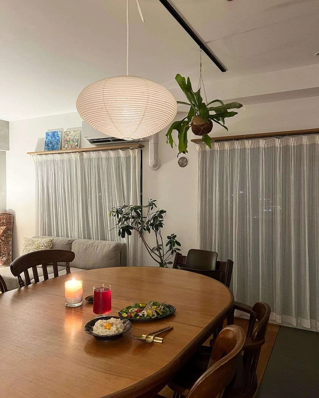 Handgemaakte papieren plafondlamp met verstelbaar snoer, witte hanglamp voor slaapkamer, woonkamer, keuken, eetkamer, moderne binnenlamp | Thomler