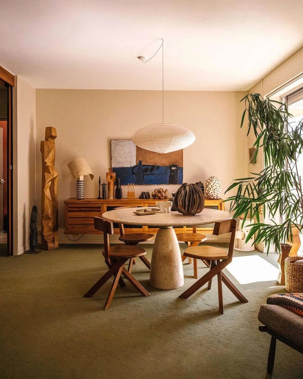 Handgemaakte papieren plafondlamp met verstelbaar snoer, witte hanglamp voor slaapkamer, woonkamer, keuken, eetkamer, moderne binnenlamp | Thomler