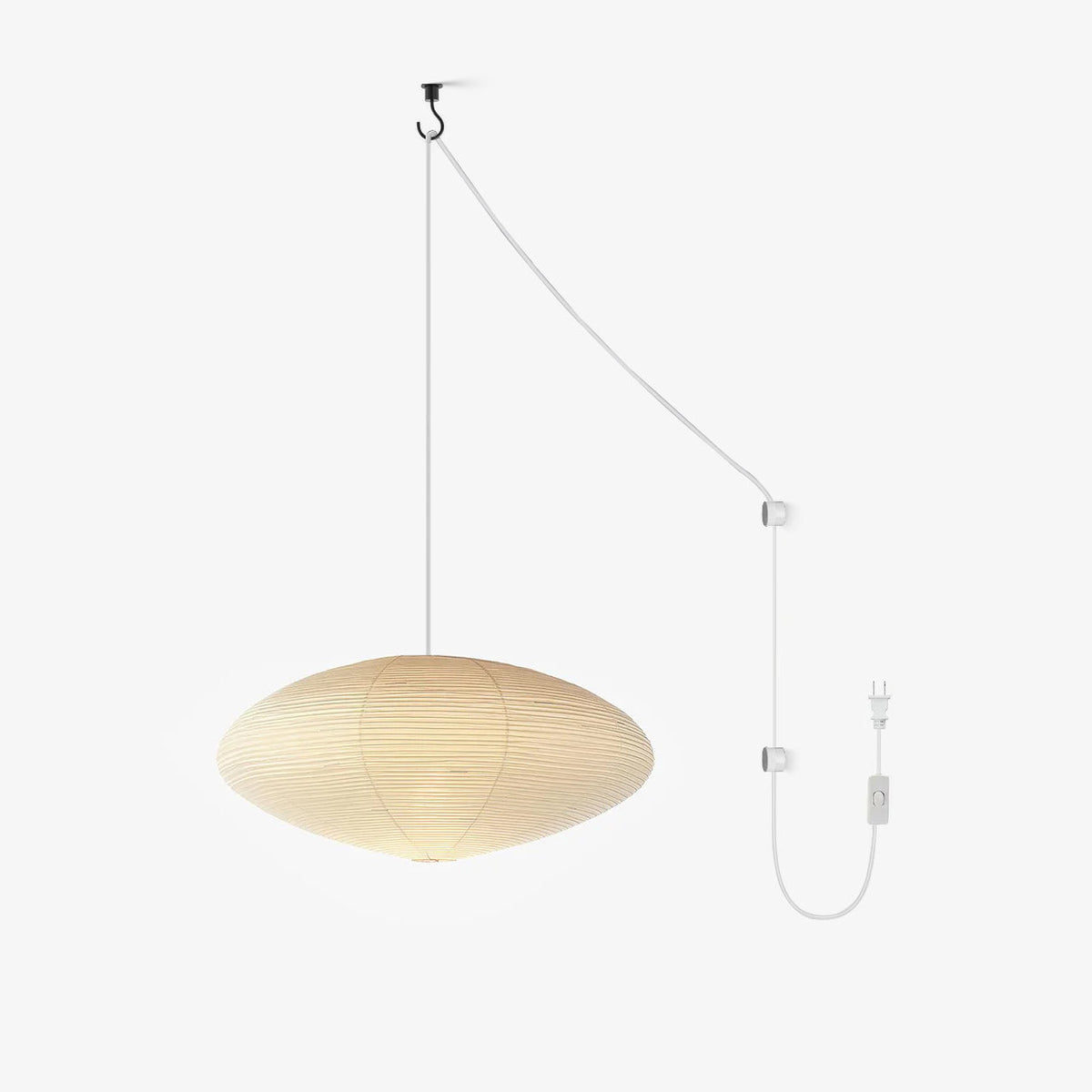 Handgemaakte papieren plafondlamp met verstelbaar snoer, witte hanglamp voor slaapkamer, woonkamer, keuken, eetkamer, moderne binnenlamp | Thomler