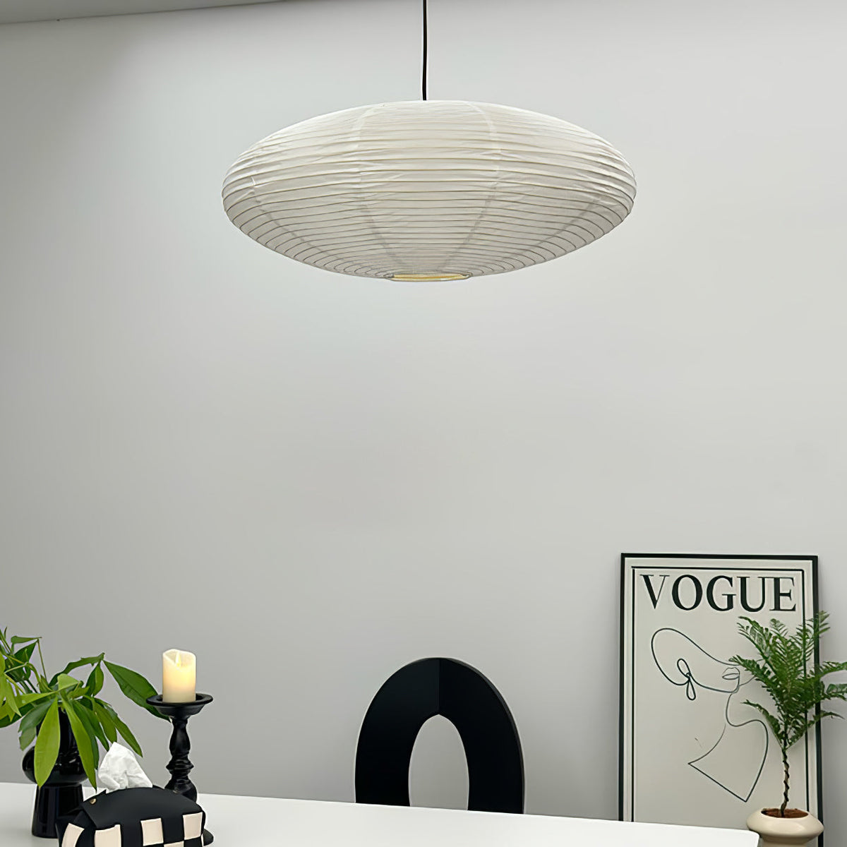 Handgemaakte papieren plafondlamp met verstelbaar snoer, witte hanglamp voor slaapkamer, woonkamer, keuken, eetkamer, moderne binnenlamp | Thomler