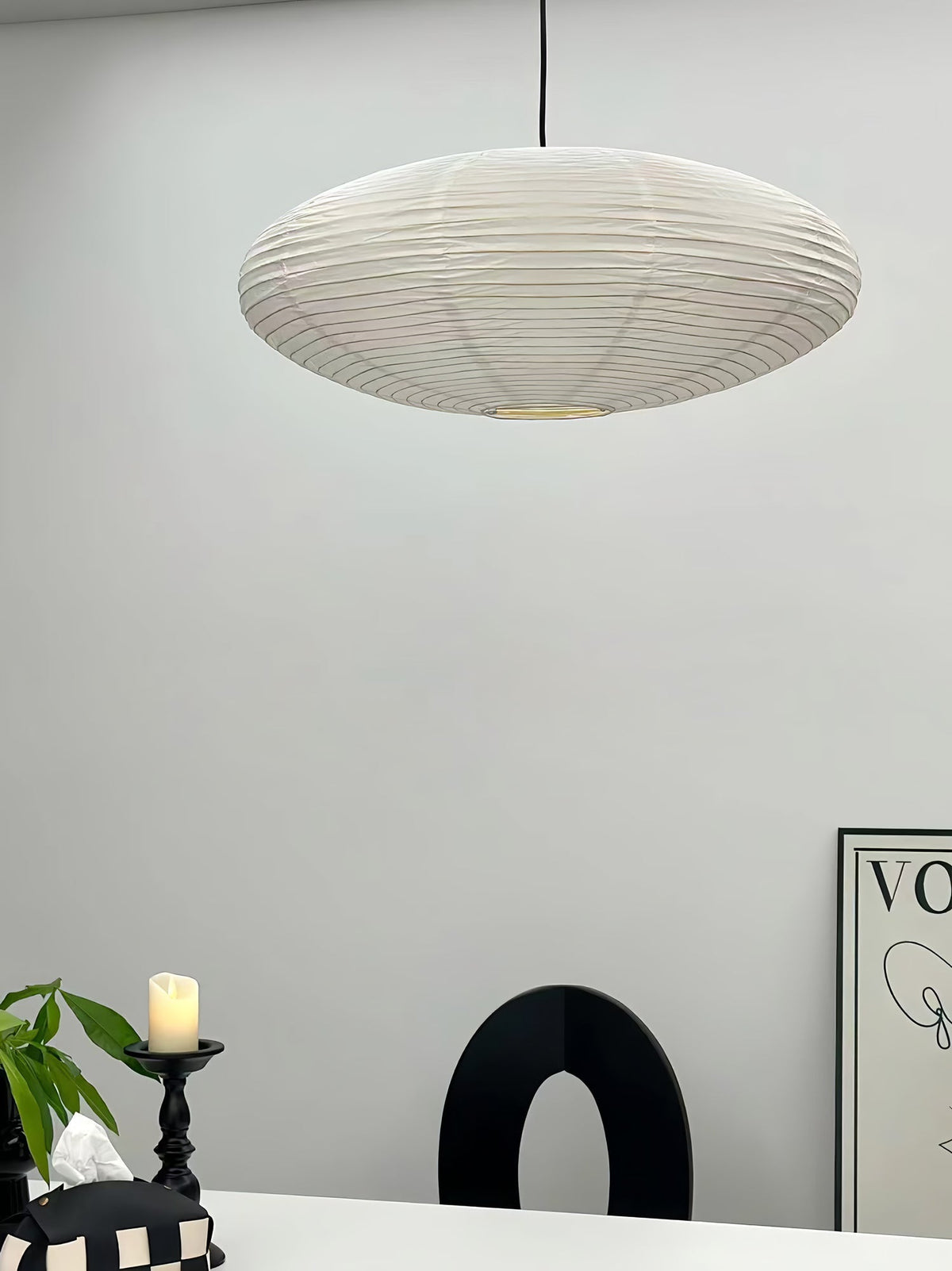 Handgemaakte papieren plafondlamp met verstelbaar snoer, witte hanglamp voor slaapkamer, woonkamer, keuken, eetkamer, moderne binnenlamp | Thomler