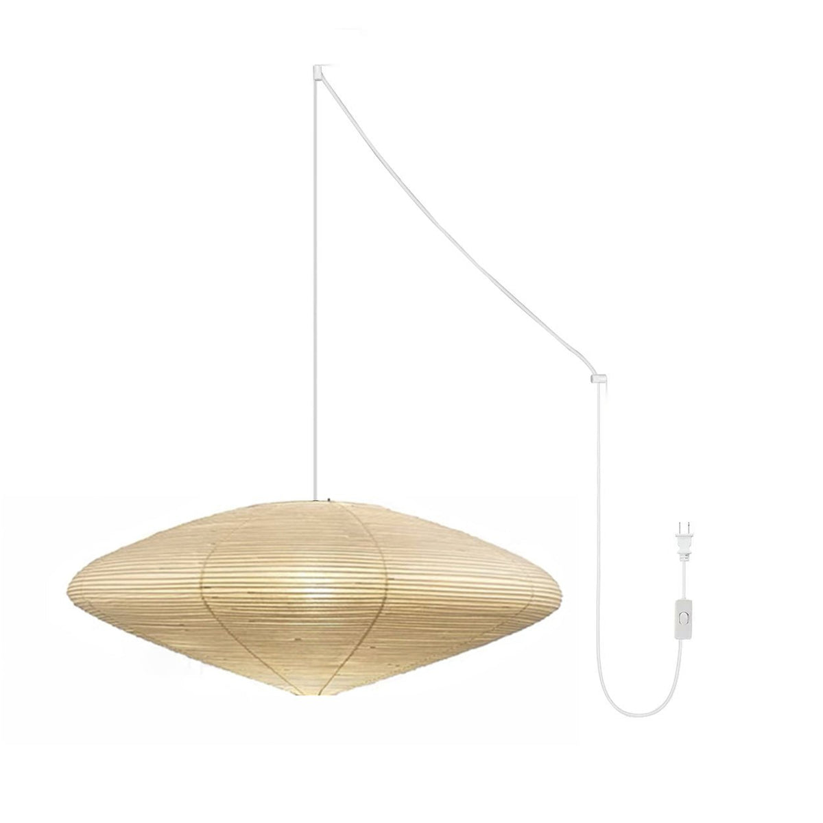 Handgemaakte papieren plafondlamp met verstelbaar snoer, witte hanglamp voor slaapkamer, woonkamer, keuken, eetkamer, moderne binnenlamp | Thomler