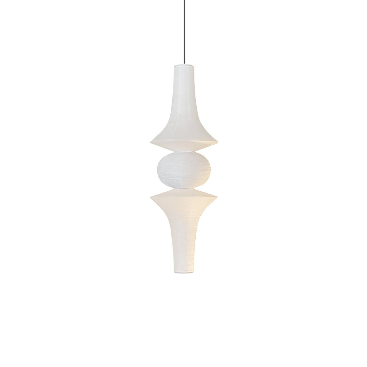 Lámpara de techo artesanal de papel con pantalla cilíndrica blanca, luminaria colgante con casquillo E26/E27 para dormitorio, sala de estar y comedor, luz ambiental moderna | Thomler
