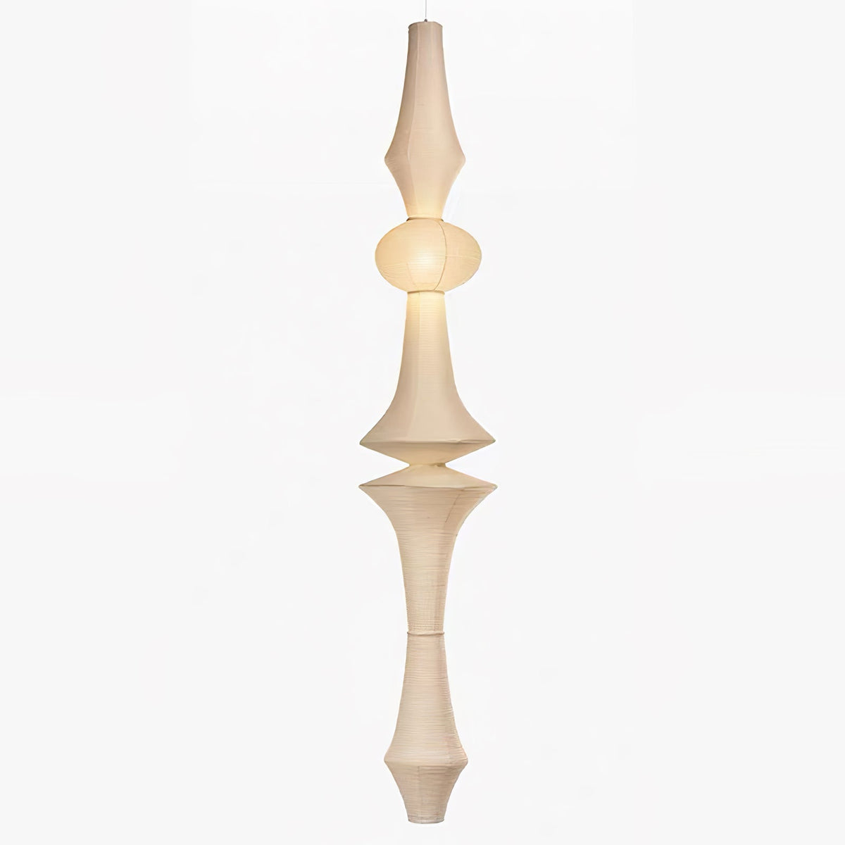 Lámpara de techo artesanal de papel con pantalla cilíndrica blanca, luminaria colgante con casquillo E26/E27 para dormitorio, sala de estar y comedor, luz ambiental moderna | Thomler