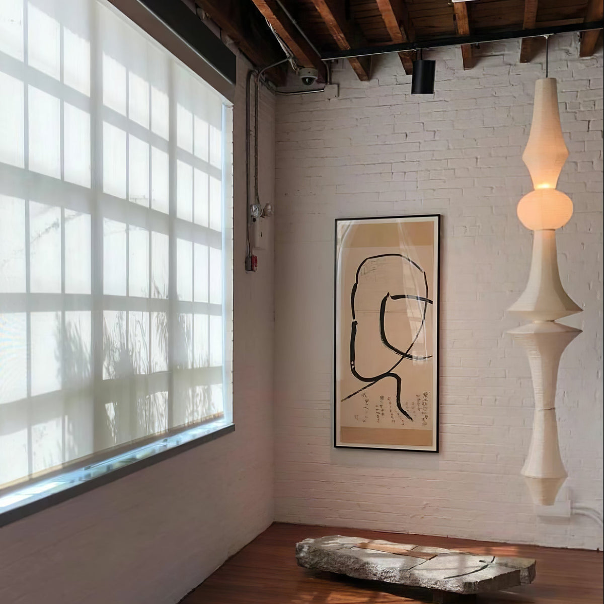 Lámpara de techo artesanal de papel con pantalla cilíndrica blanca, luminaria colgante con casquillo E26/E27 para dormitorio, sala de estar y comedor, luz ambiental moderna | Thomler