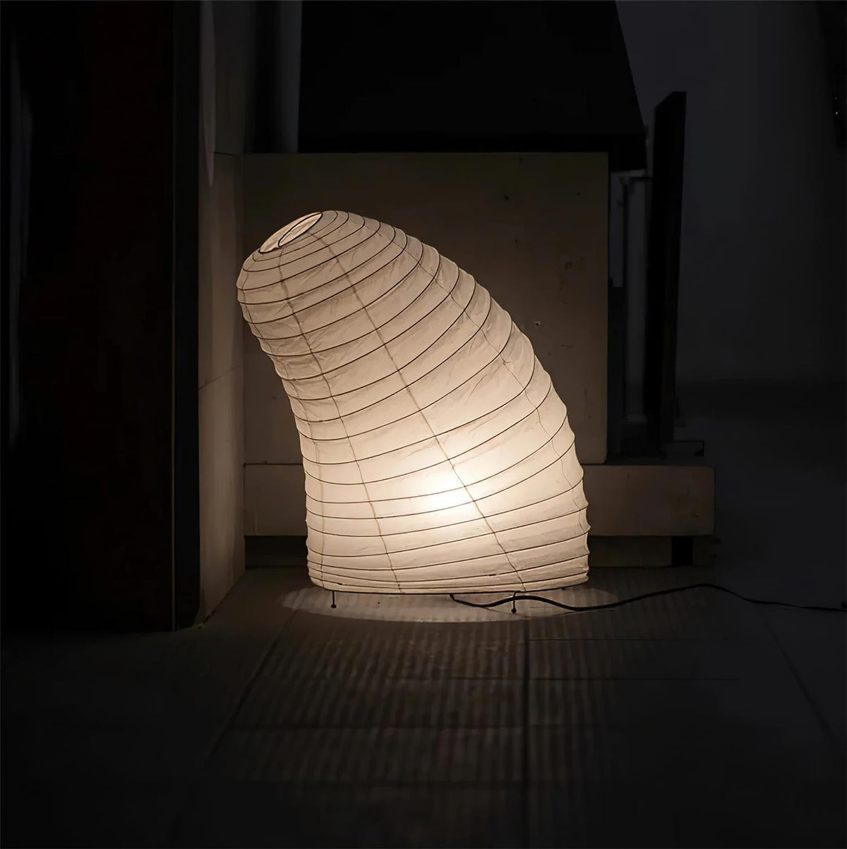 Lámpara de acento con pantalla de papel hecha a mano, 10 pulgadas de ancho, luz nocturna LED de brillo cálido para dormitorio, oficina, escritorio, rincón de lectura, estilo minimalista japonés