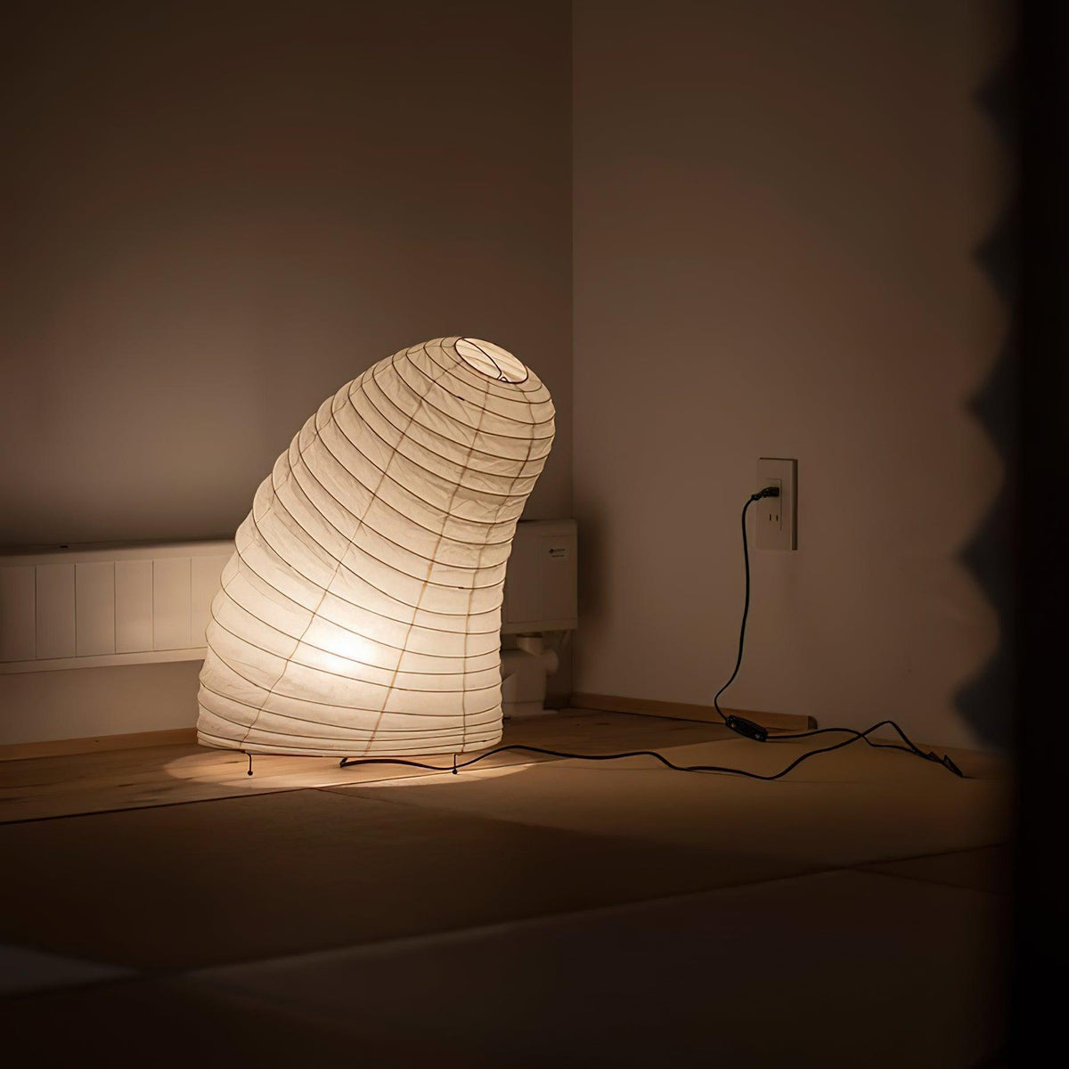 Lámpara de acento con pantalla de papel hecha a mano, 10 pulgadas de ancho, luz nocturna LED de brillo cálido para dormitorio, oficina, escritorio, rincón de lectura, estilo minimalista japonés