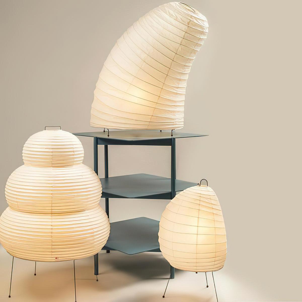 Lámpara de acento con pantalla de papel hecha a mano, 10 pulgadas de ancho, luz nocturna LED de brillo cálido para dormitorio, oficina, escritorio, rincón de lectura, estilo minimalista japonés