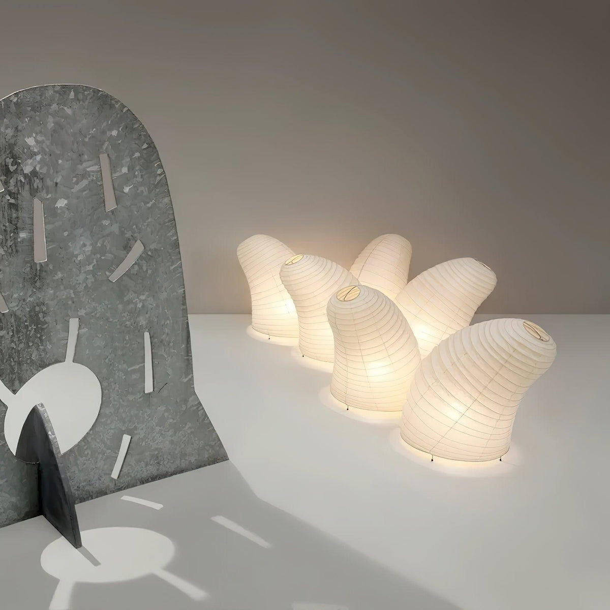 Lámpara de acento con pantalla de papel hecha a mano, 10 pulgadas de ancho, luz nocturna LED de brillo cálido para dormitorio, oficina, escritorio, rincón de lectura, estilo minimalista japonés