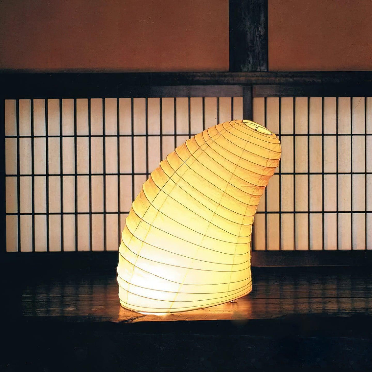 Lámpara de acento con pantalla de papel hecha a mano, 10 pulgadas de ancho, luz nocturna LED de brillo cálido para dormitorio, oficina, escritorio, rincón de lectura, estilo minimalista japonés