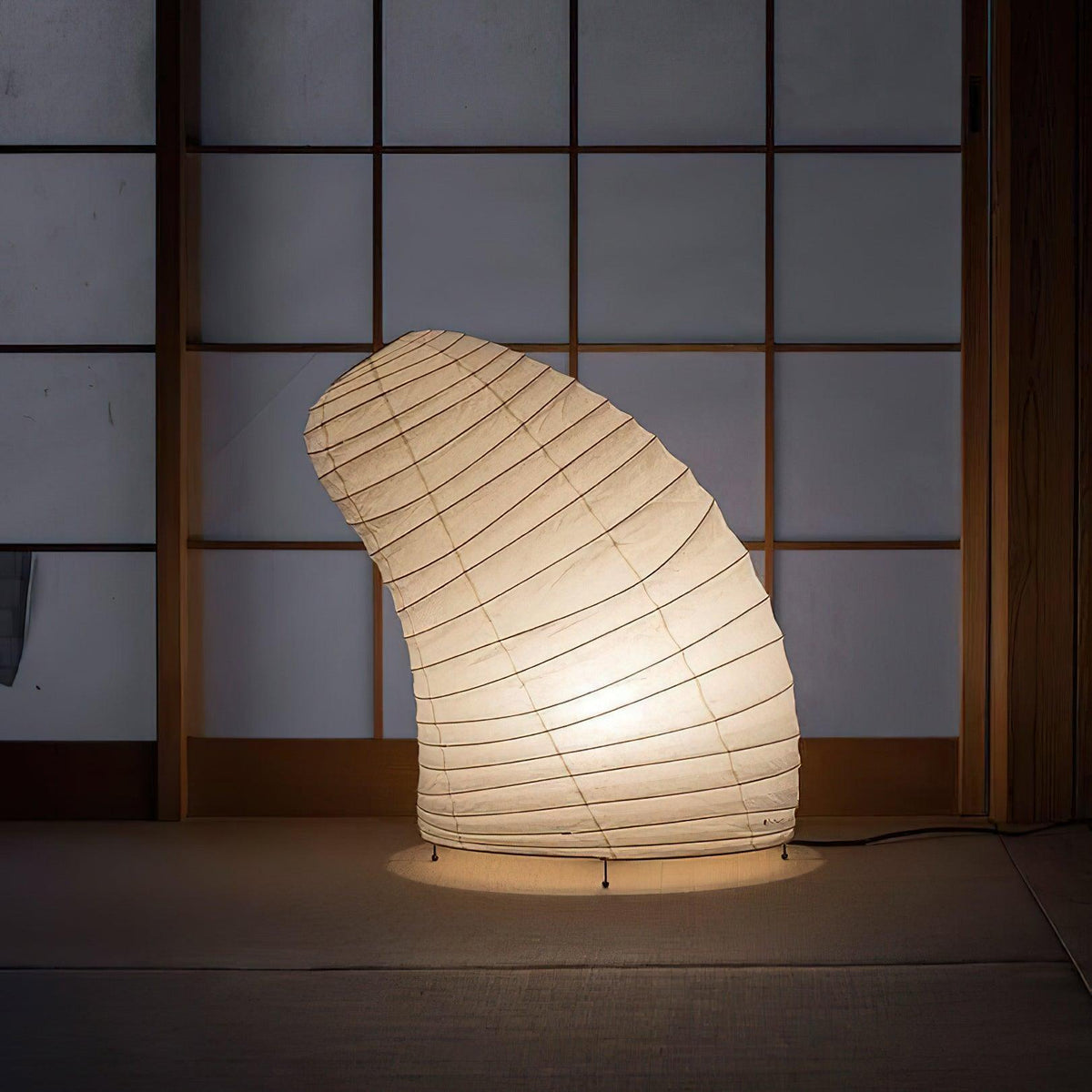 Lámpara de acento con pantalla de papel hecha a mano, 10 pulgadas de ancho, luz nocturna LED de brillo cálido para dormitorio, oficina, escritorio, rincón de lectura, estilo minimalista japonés