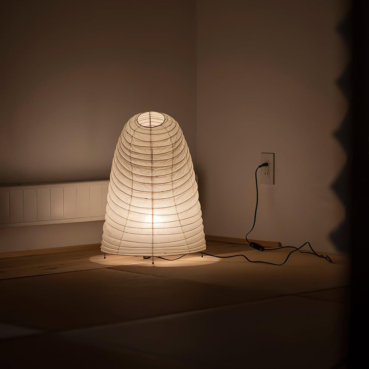 Lámpara de acento con pantalla de papel hecha a mano, 10 pulgadas de ancho, luz nocturna LED de brillo cálido para dormitorio, oficina, escritorio, rincón de lectura, estilo minimalista japonés