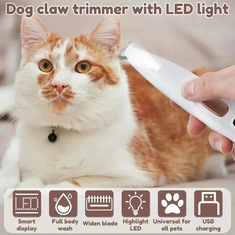 Cordless Rechargeable Pet Grooming Clippers with Built-In LED Light for Dogs Cats All Breeds Waterproof Quiet Trimmer for Home Grooming | Thomler