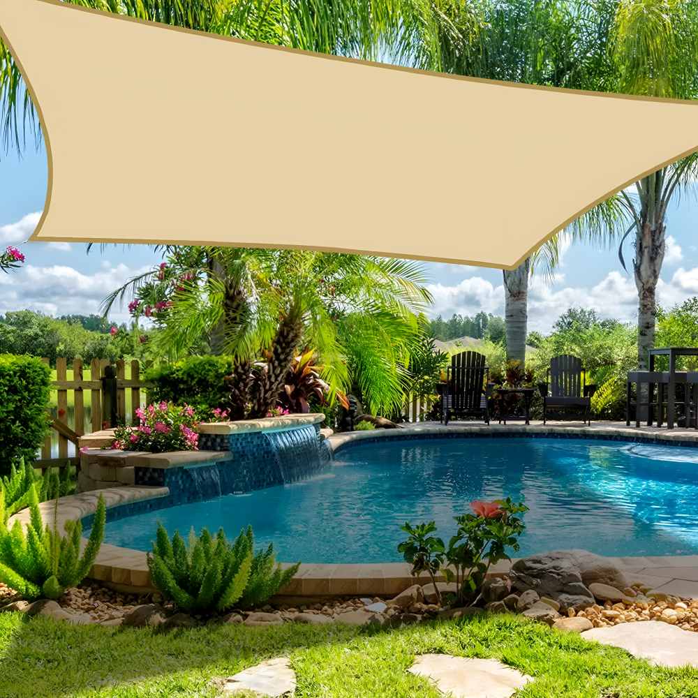 Toldo rectangular 10×16.5 pies, resistente al agua, parasol para terraza, patio, piscina, balcón, pérgola, cenador, porche, toldo, refugio con 98% de protección UV con cuerda T | Thomler