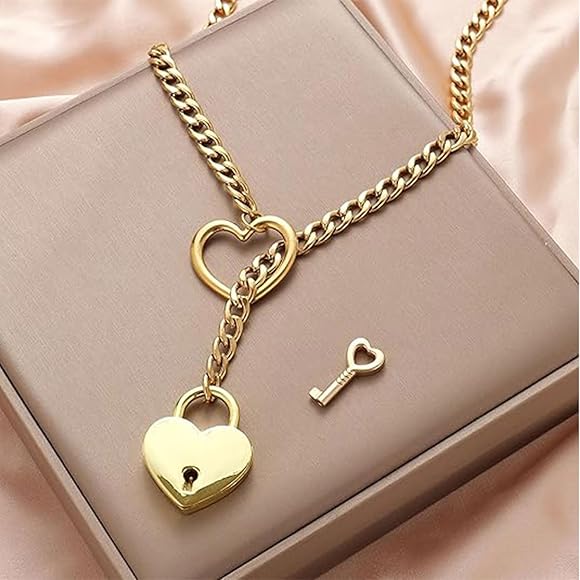 Stainless Steel Heart Pendant Necklace Cuban Link Chain Unisex Jewelry Silver Gold Black for Men Women Everyday Wear | Thomler
