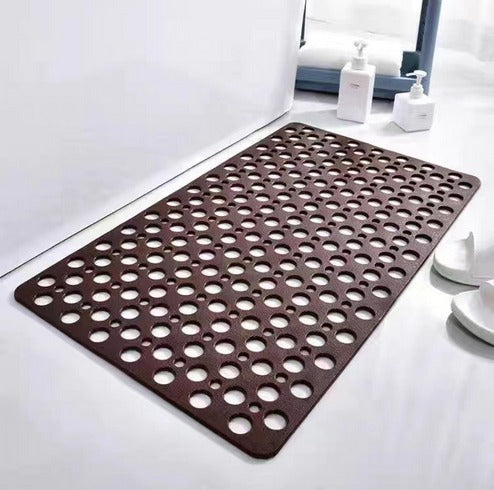 Rutschfeste Badematte mit Abflusslöchern, Grau, 60x40 cm, PVC, schnelltrocknende Sicherheits-Badeinlage für Dusche, Wanne, Nassbereiche, Heim-Spa, Senioren | Thomler