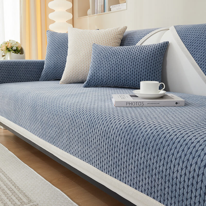 Chenille Furniture Protector with Textured Wheat Pattern – Scratch-Resistant Slip-Free Throws for Sofas, Chairs & Sectionals