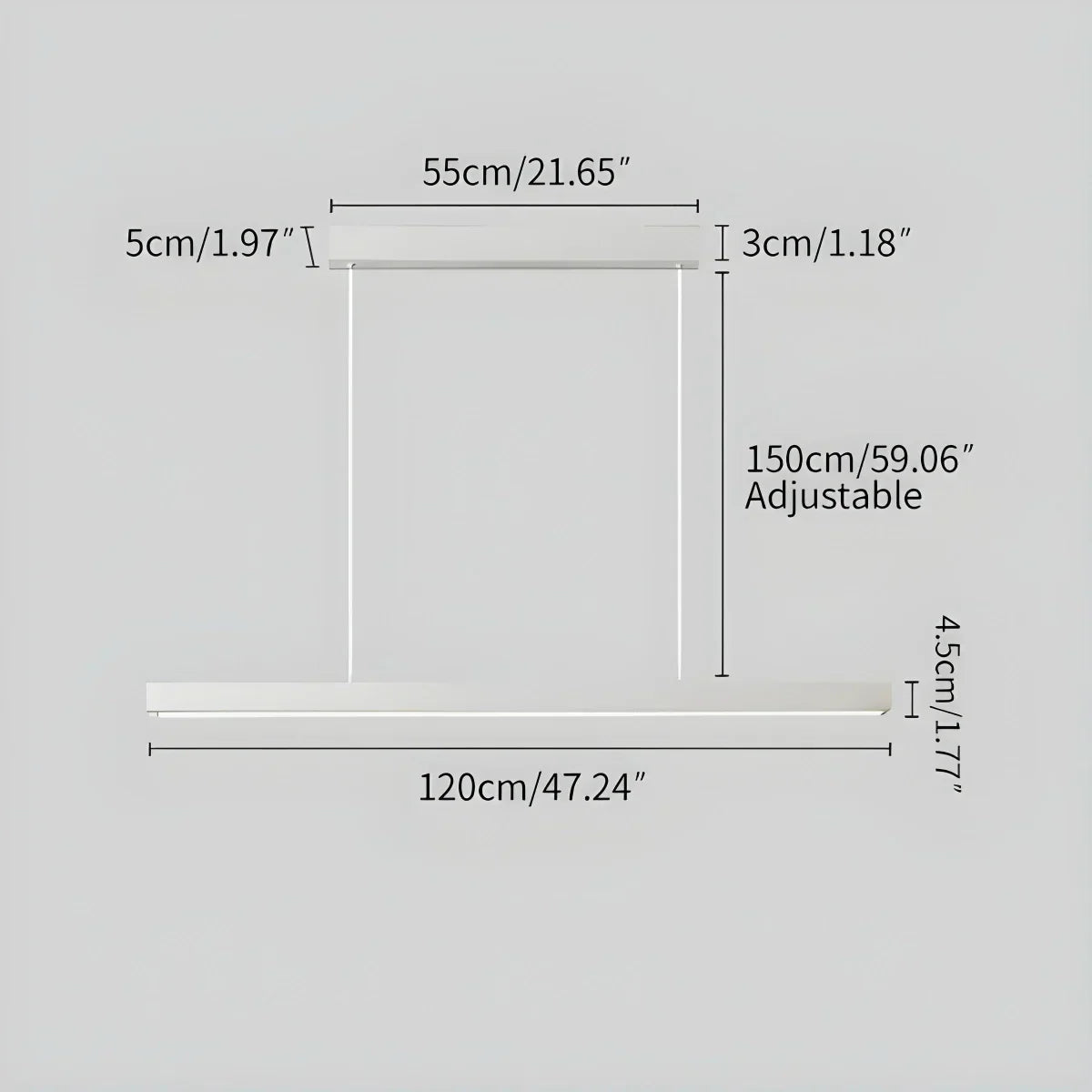 Lámpara de techo LED lineal de aluminio negro, luz colgante para comedor, isla de cocina, escritorio de oficina, lámpara suspendida minimalista moderna ajustable | Thomler