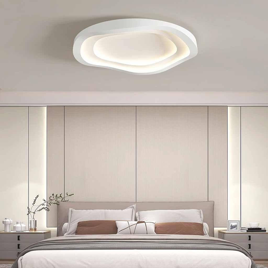 Low-Profile LED Ceiling Light 16-24 in Adjustable Dimmable White Iron Modern Overhead Fixture for Bedrooms Kitchens Home Office Hallways Ent | Thomler