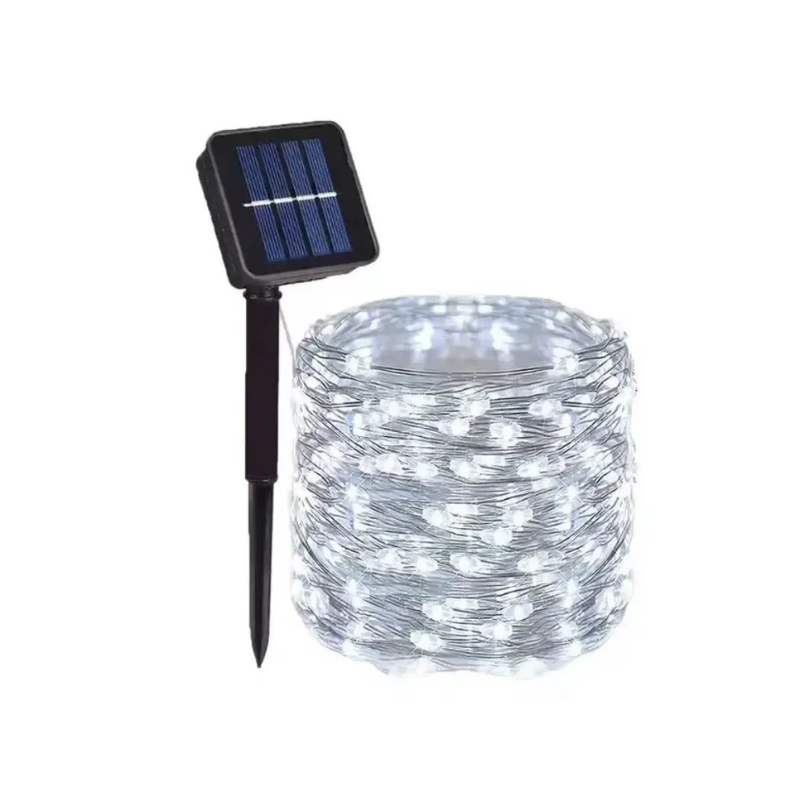 Solar-Lichterkette für außen, wasserdicht, 8 Modi, flexible Kupferdraht-LED-Lichterkette für Terrasse, Garten, Deck, Zaun, Party-Dekoration, ganzjährig verwendbar
