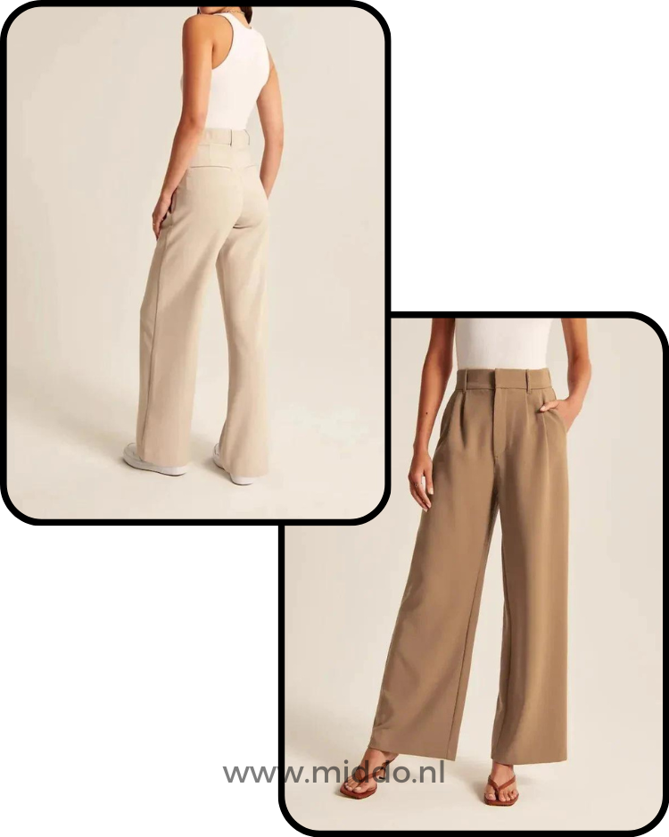 Relaxed Wide-Leg Pants for Women – Stretch Waistband, Full-Length Pleated Trousers for Everyday Comfort