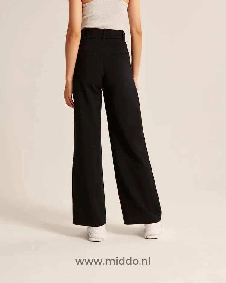 Relaxed Wide-Leg Pants for Women – Stretch Waistband, Full-Length Pleated Trousers for Everyday Comfort