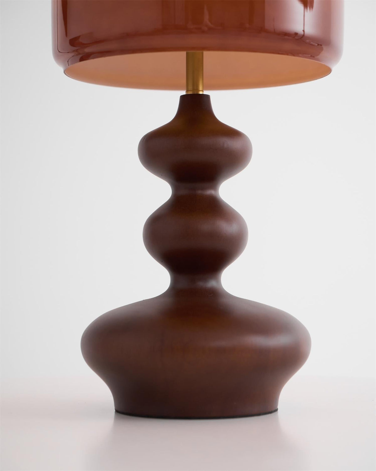 Wooden Desk Lamp with Amber Glass Shade 10 in × 20 in for Nightstand Bedroom Office Cozy Reading Light | Thomler