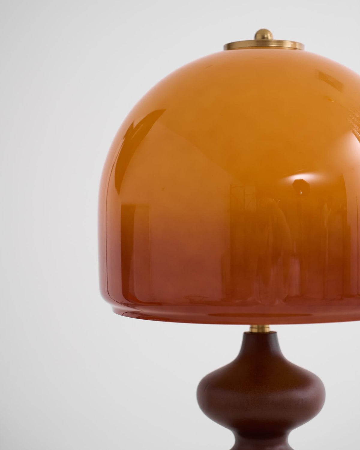 Wooden Desk Lamp with Amber Glass Shade 10 in × 20 in for Nightstand Bedroom Office Cozy Reading Light | Thomler