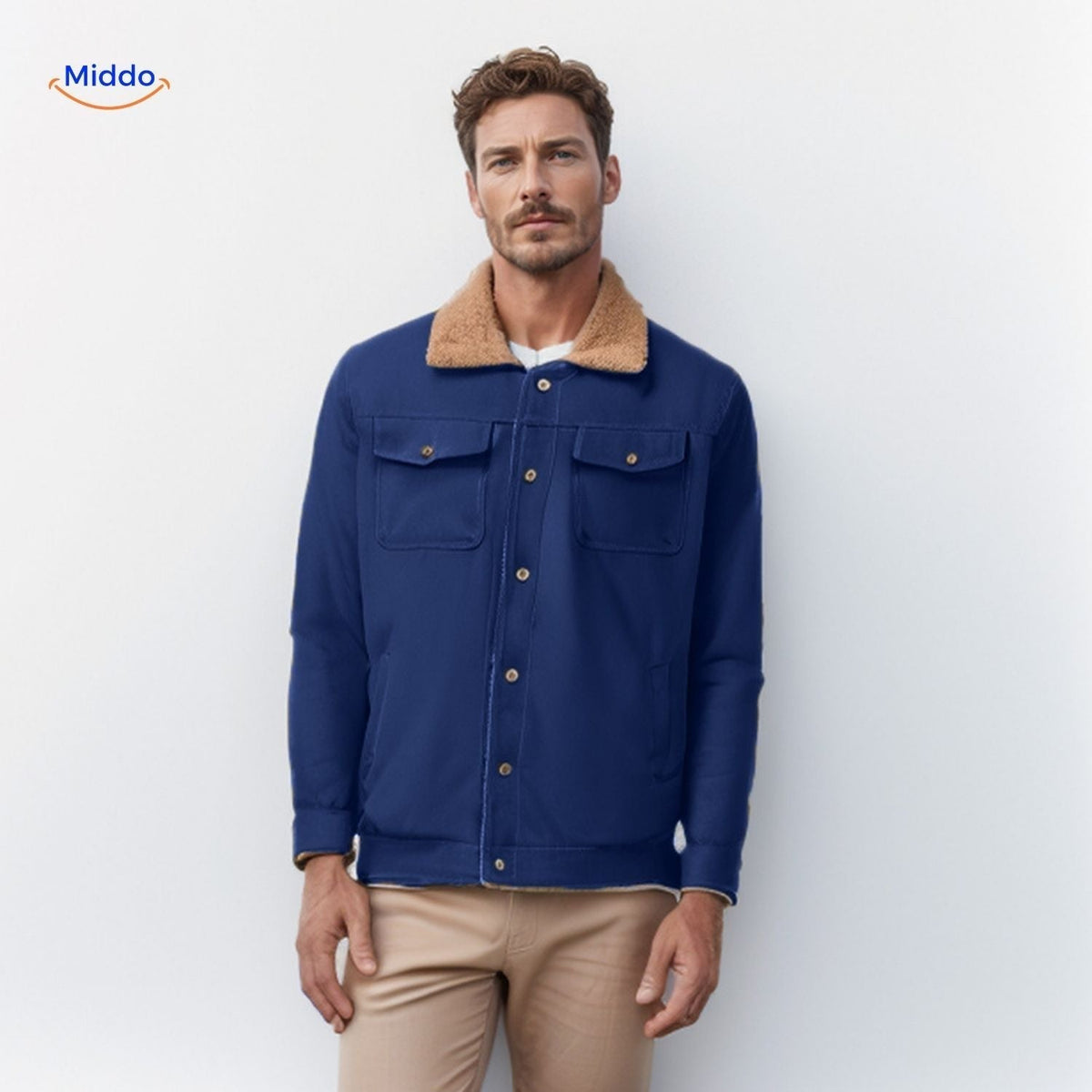 Men's Insulated Casual Jacket with Contrast Collar – Warm, Weatherproof Outerwear for Everyday Wear