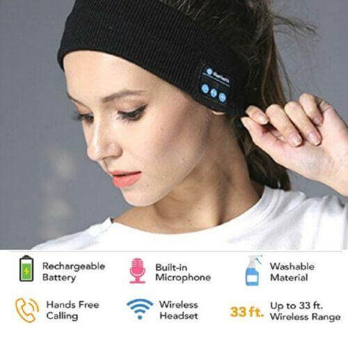 Diadema inalámbrica Bluetooth con altavoces integrados para correr, gimnasio y dormir: cinta deportiva de tejido lavable