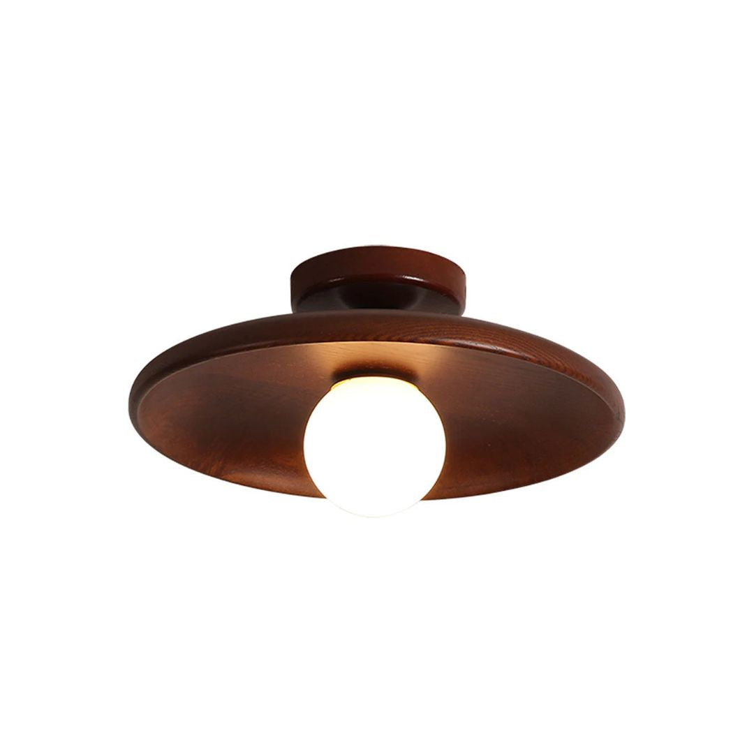 Houten LED-plafondlamp, 15 cm hoog, warme gloed voor slaapkamer, hal, laag plafond, compact, modern Scandinavisch design, natuurlijke houten afwerking A | Thomler
