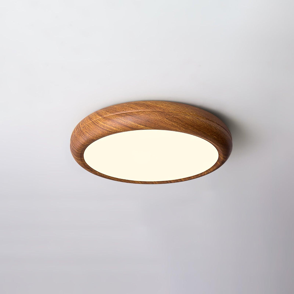 LED Flush Mount Ceiling Fixture 20 in Walnut Finish for Bedroom Living Room Kitchen Low Profile Integrated Light Acrylic Diffuser Modern Min | Thomler