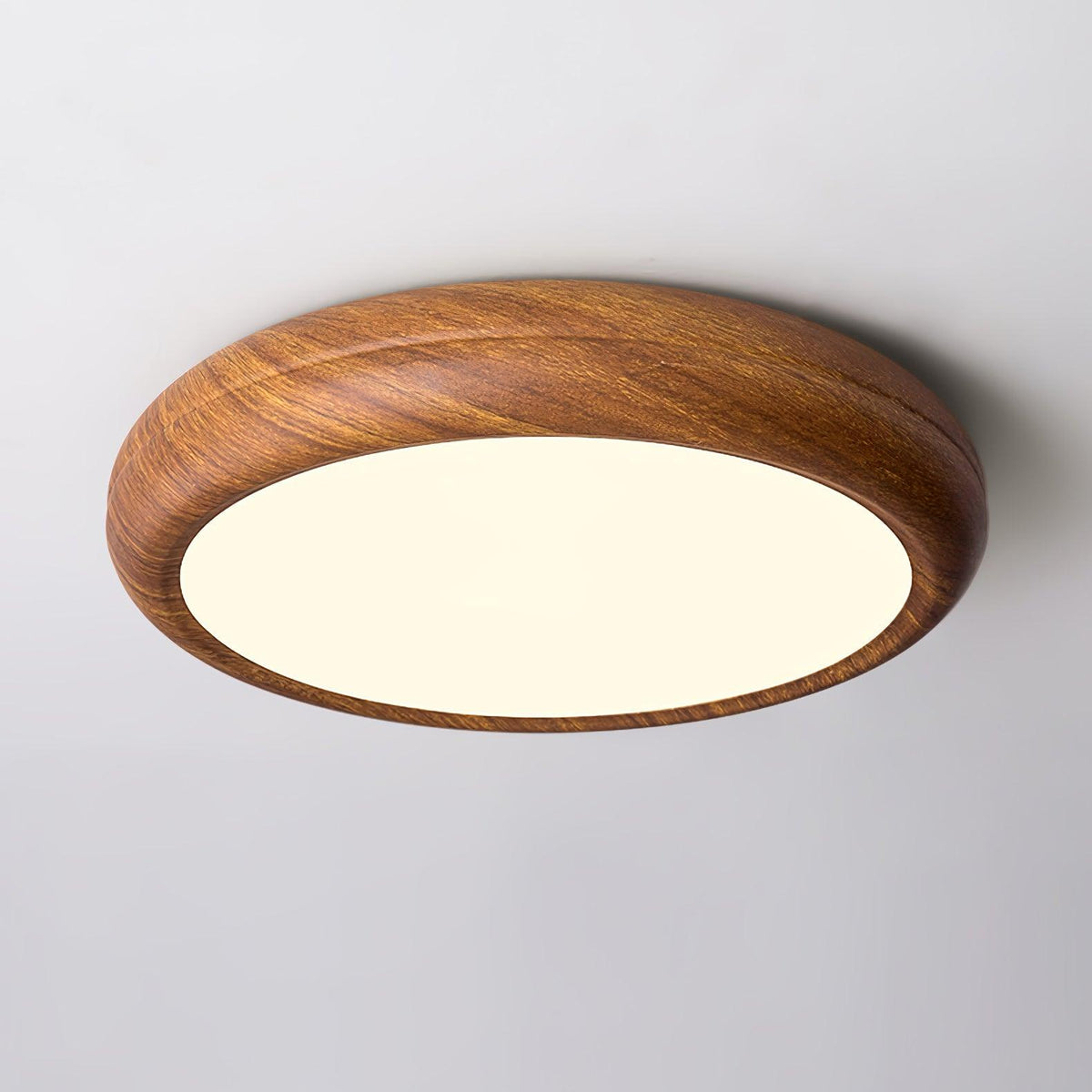 LED Flush Mount Ceiling Fixture 20 in Walnut Finish for Bedroom Living Room Kitchen Low Profile Integrated Light Acrylic Diffuser Modern Min | Thomler