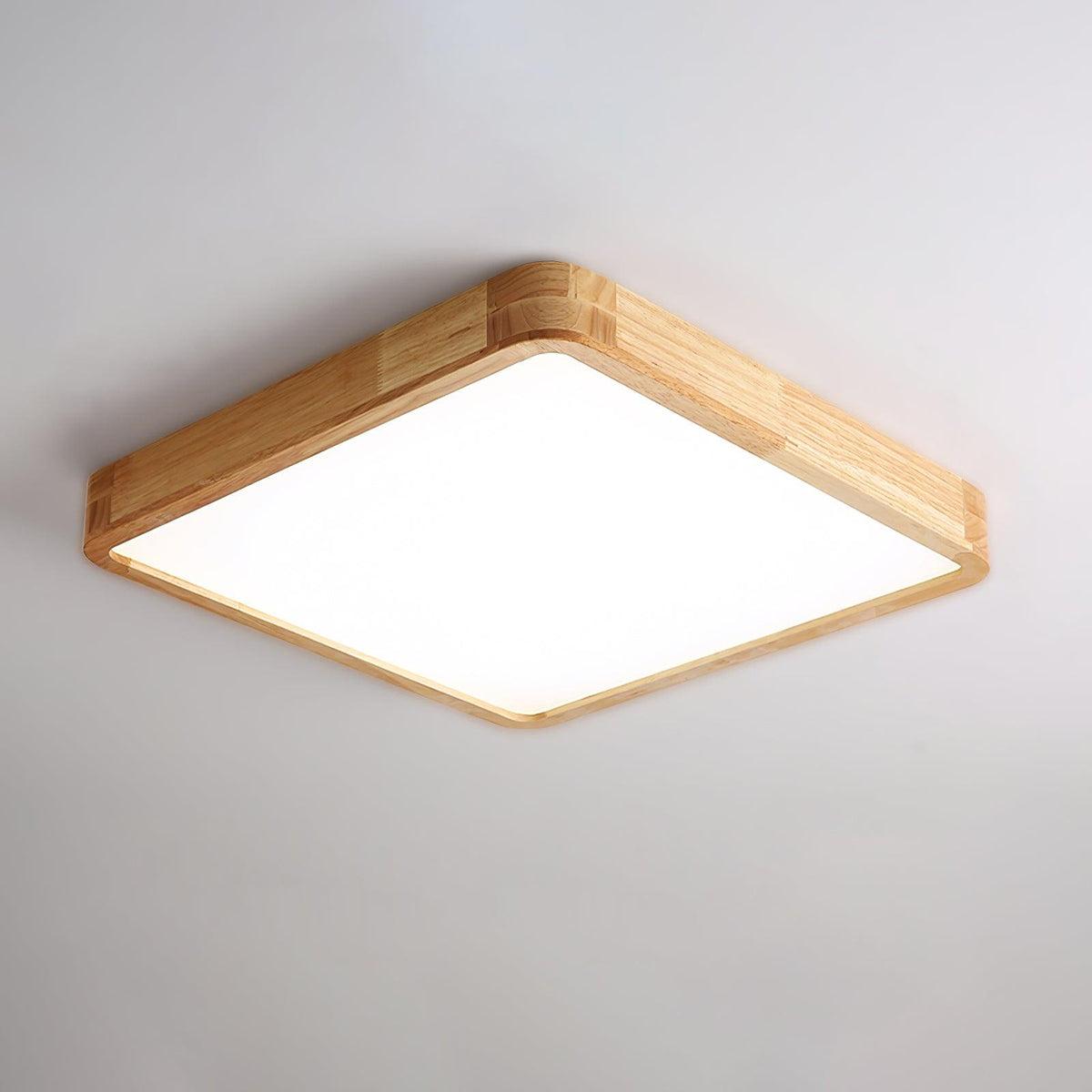 LED-Deckenleuchte mit Gummibaumholz-Rahmen und dimmbarer Acrylplatte für Schlafzimmer, Wohnzimmer, Esszimmer, Küche, Flur, Modern, Mini